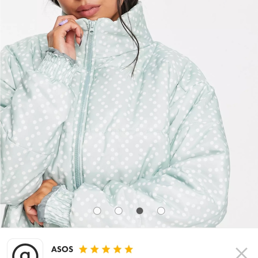 NWT Heartbreak polka dot puffer jacket sage green size US small